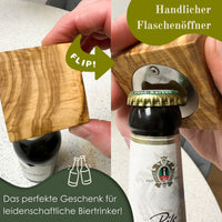 Flaschenöffner aus Olivenholz - Handgemachter Bieröffner (Flaschenflüsterer)