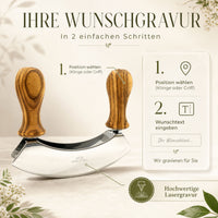 Wiegemesser mit Olivenholzgriffen für Kräuter