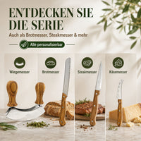 Wiegemesser mit Olivenholzgriffen für Kräuter