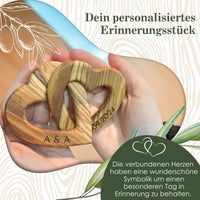 Verbundenes Herz aus Olivenholz – Symbol der Liebe und Verbundenheit