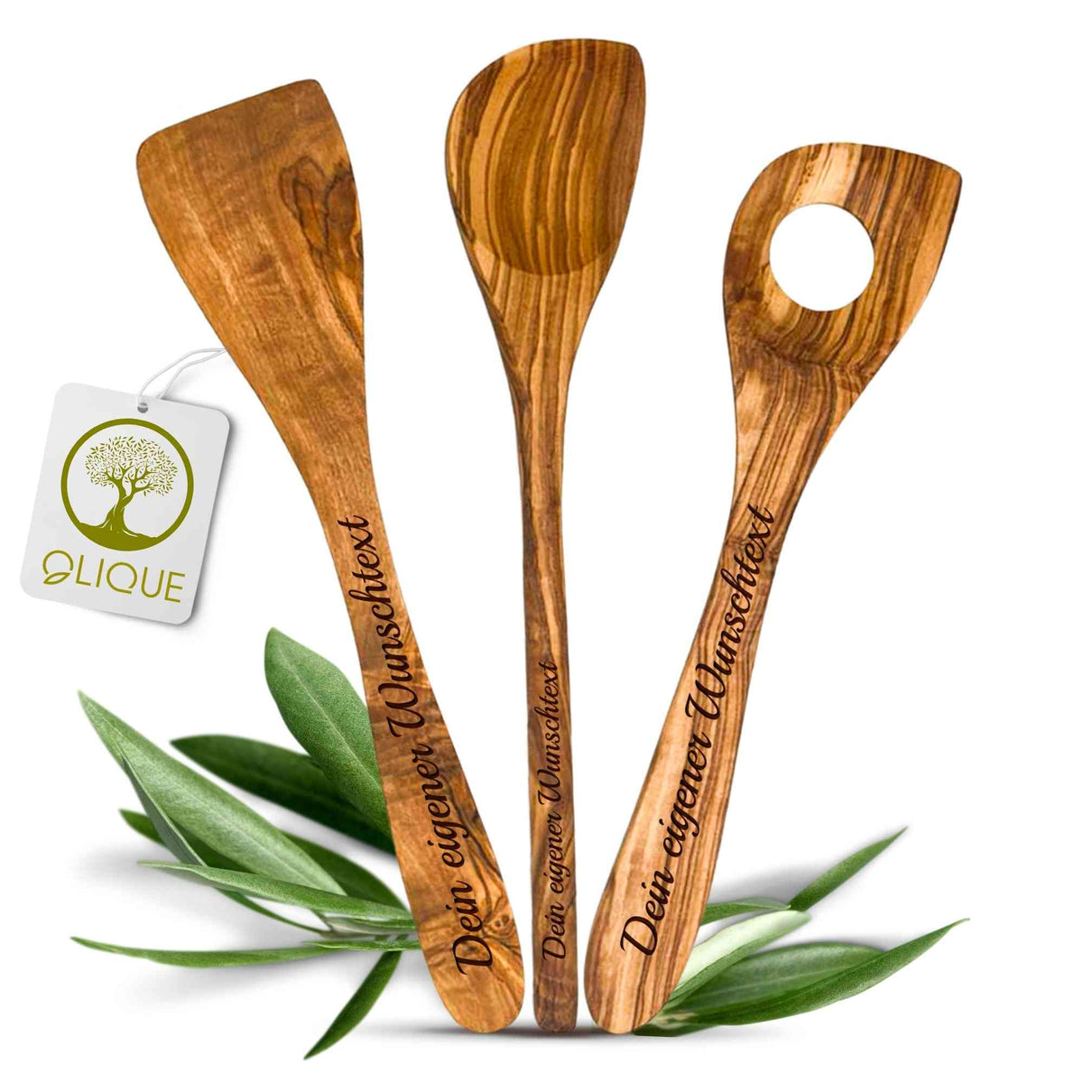 Kochlöffel Set aus Olivenholz – personalisierbar, nachhaltig & robust