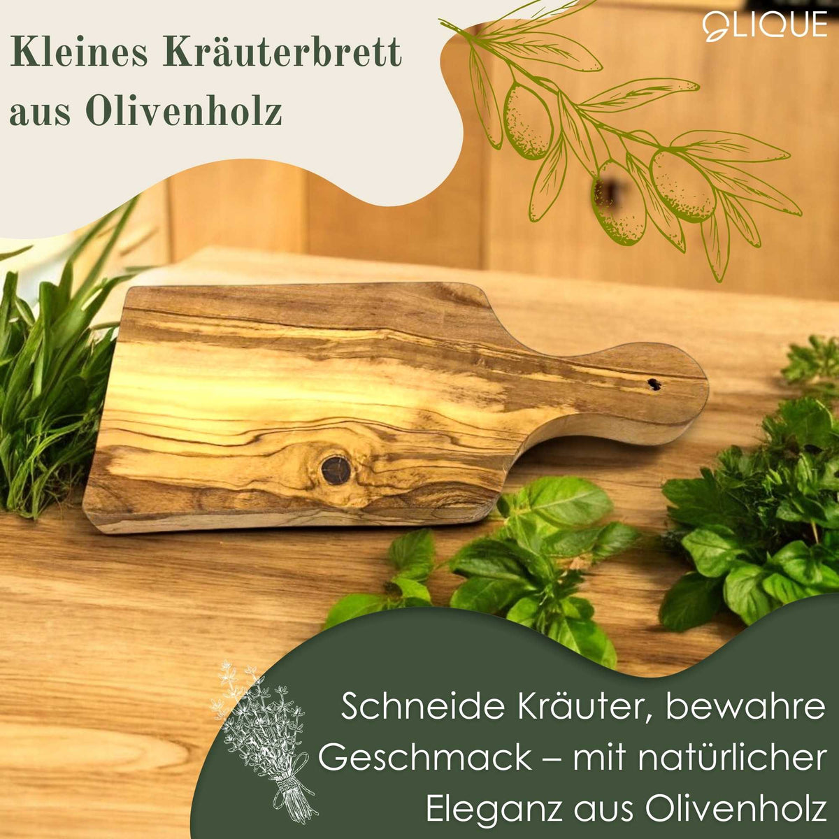 Handgefertigtes Kräuterbrett aus Olivenholz – Nachhaltig, Robust & Natürliche Optik