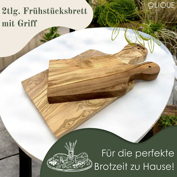 Schneidebretter mit Griff im 2er Set – Hochwertiges Olivenholz, langlebig & handgefertigt