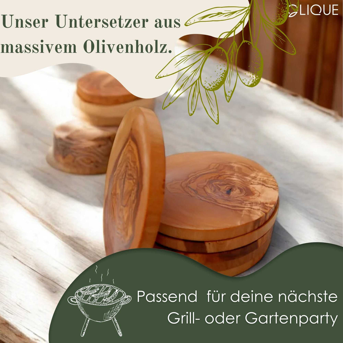 Untersetzer rund aus Olivenholz