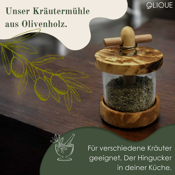 Kräutermühle aus Olivenholz