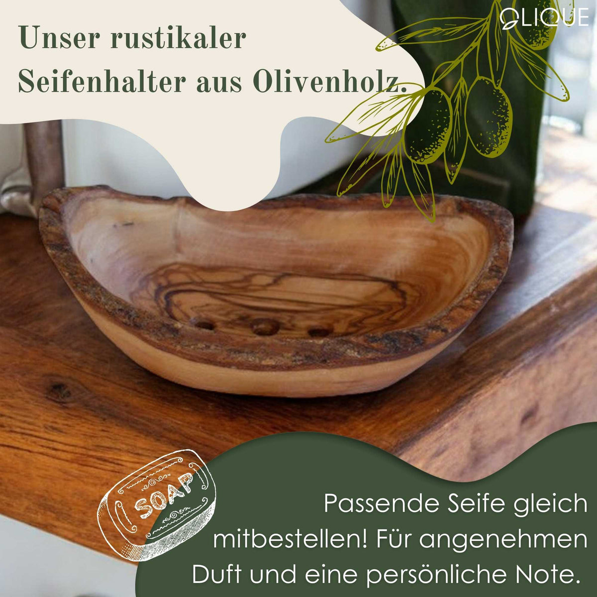 Seifenschale rustikal aus Olivenholz