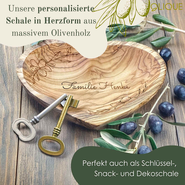 OLIQUE Ringkissen Hochzeit aus Olivenholz, personalisierbar
