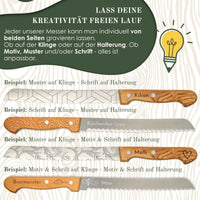 Brotmesser personalisiert, Olivenholz - Hochwertiges Solinger Brotschneidemesser