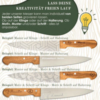 Küchenmesser personalisiert, Olivenholz - Hochwertiges Solinger Kochmesser