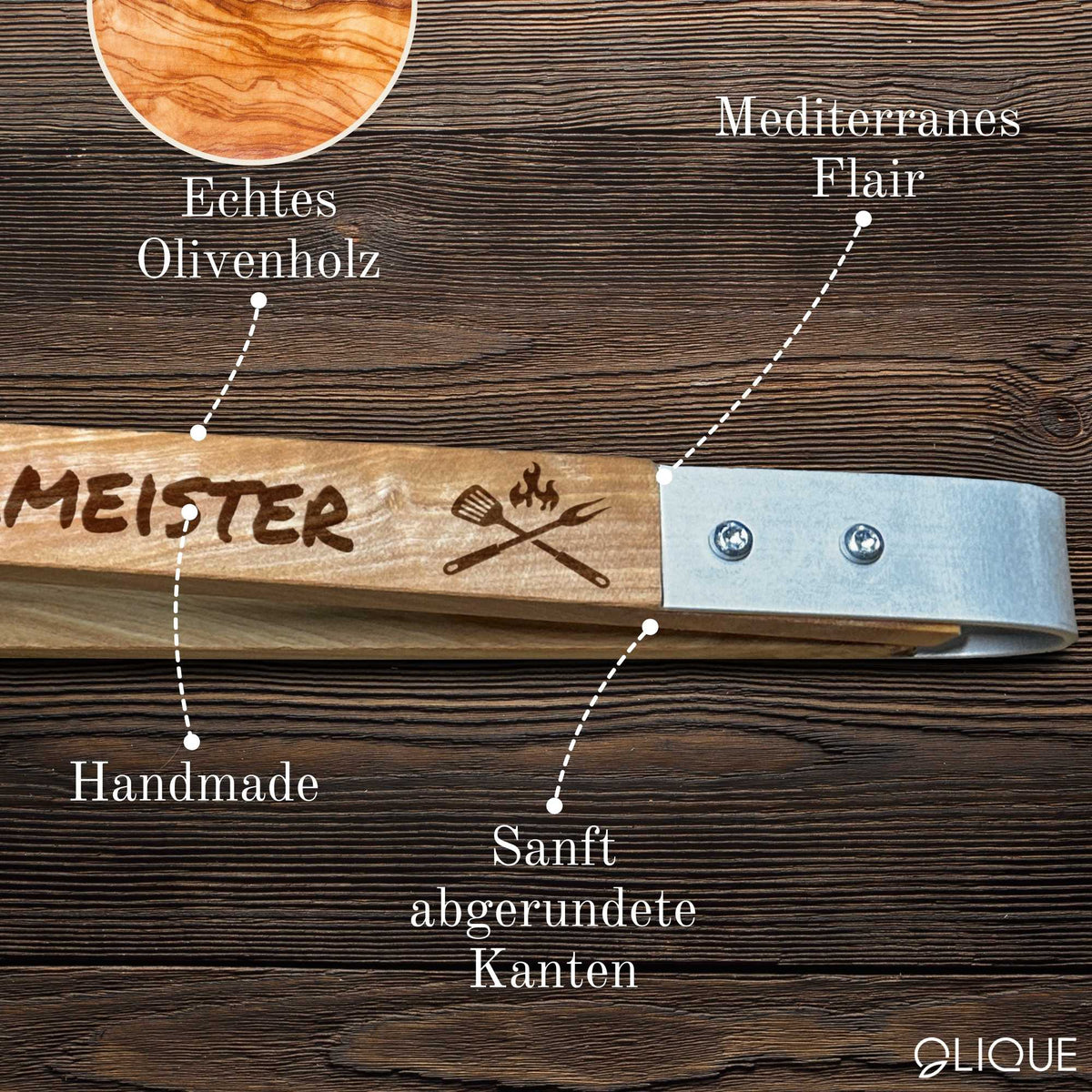 BURI Grillzange 12x Grillzange Buchenholz 48cm Gril Produktbild