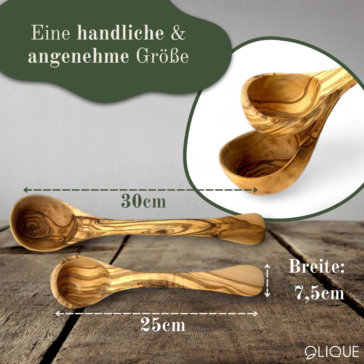 Schöpfkelle aus Holz, 25 oder 30 cm