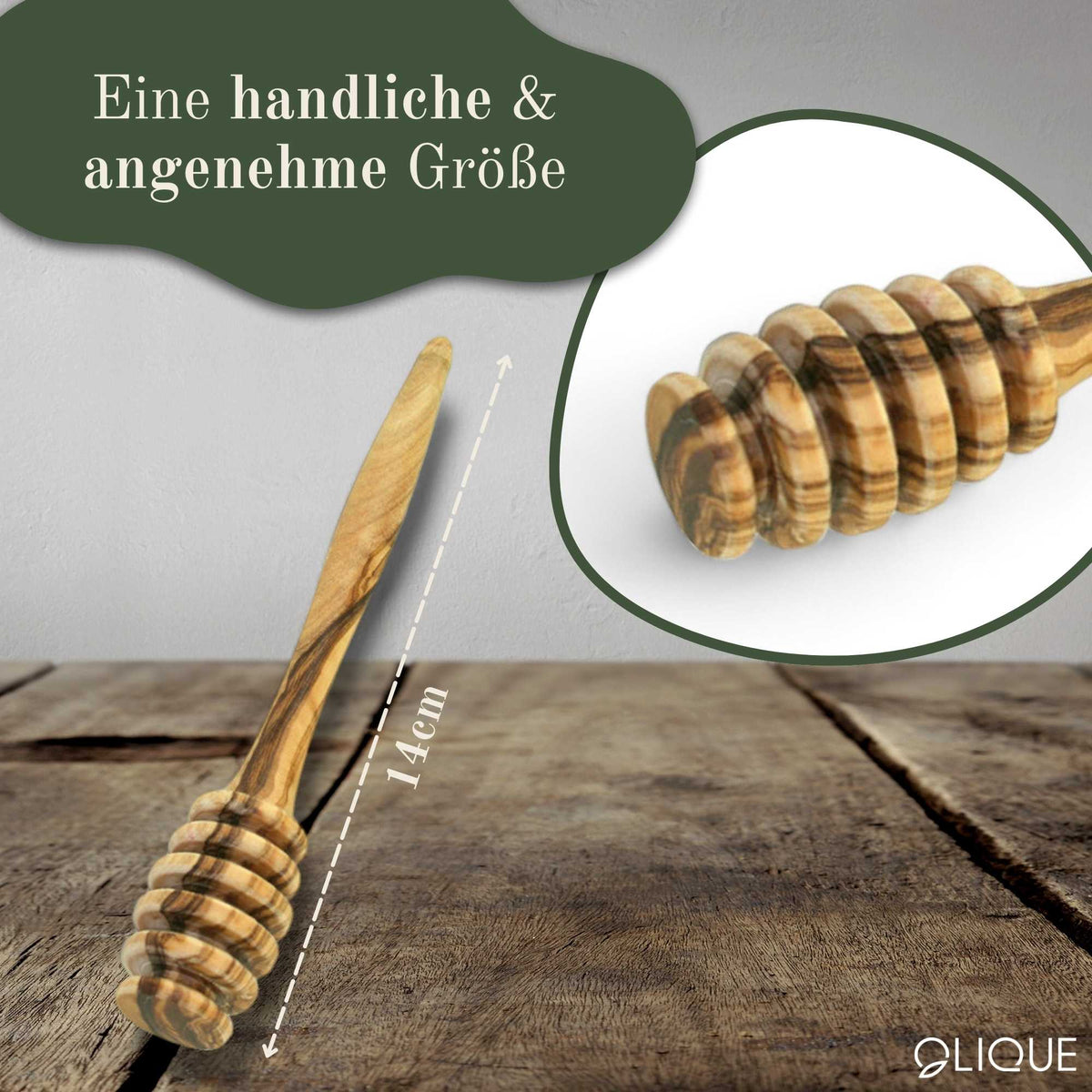 Honigheber 14 cm aus Olivenholz – Hochwertiger Honiglöffel für präzises Portionieren