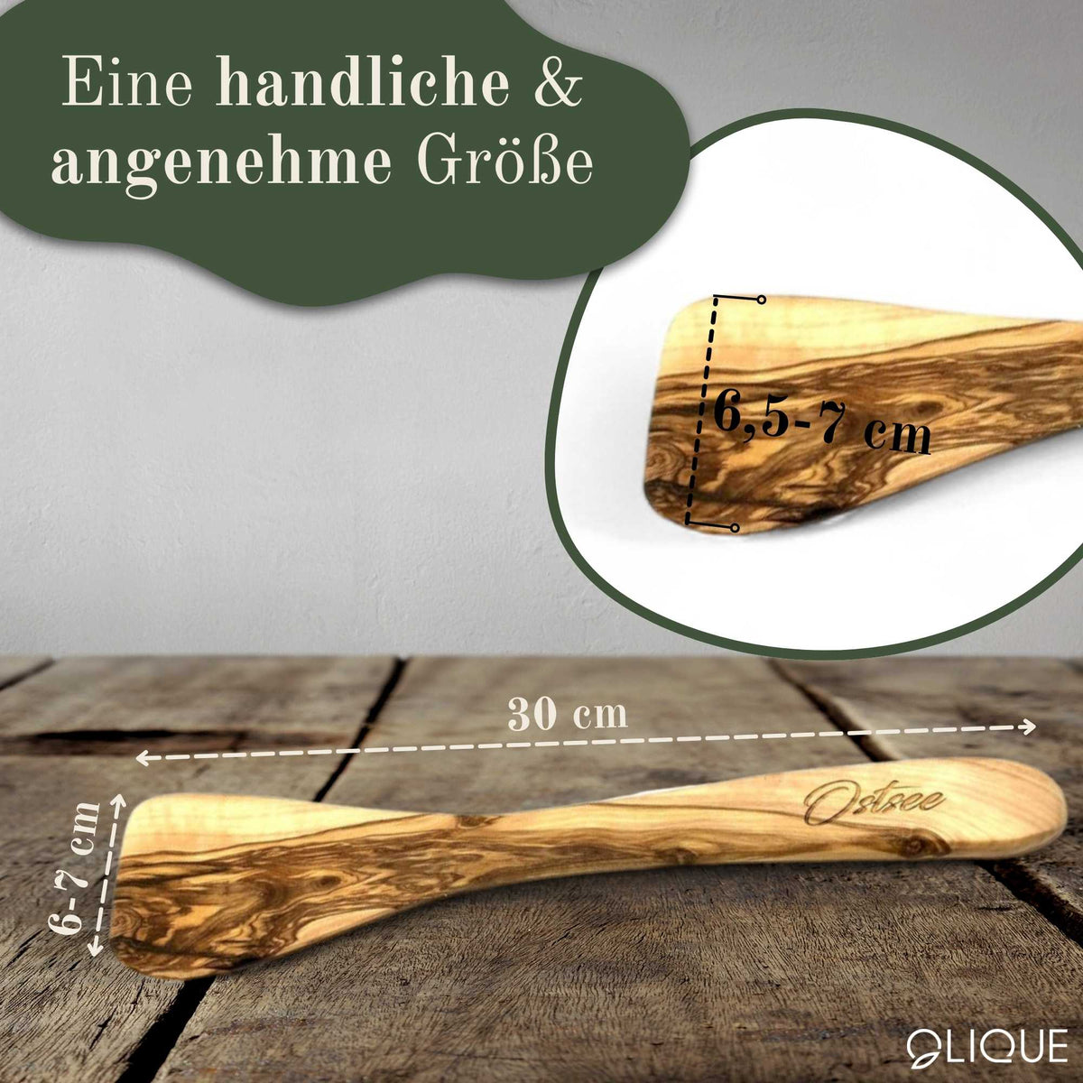 Pfannenwender personalisiert aus Olivenholz – Handgemachtes Geschenk mit indiv. Maserung