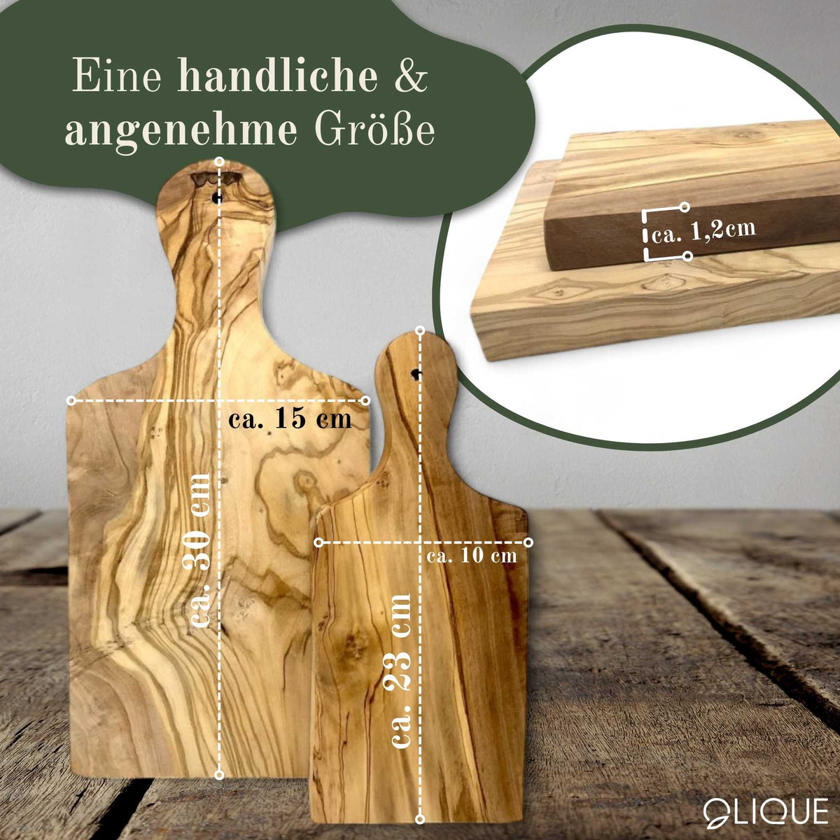 Schneidebretter mit Griff im 2er Set – Hochwertiges Olivenholz, langlebig & handgefertigt