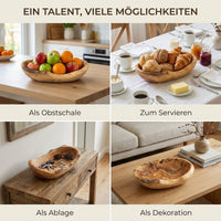 dekorative Obstschale aus Olivenholz mit unregelmäßigem Rand