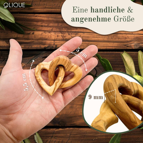 Verbundenes Herz aus Olivenholz – Symbol der Liebe und Verbundenheit