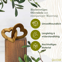 Verbundenes Herz aus Olivenholz – Symbol der Liebe und Verbundenheit