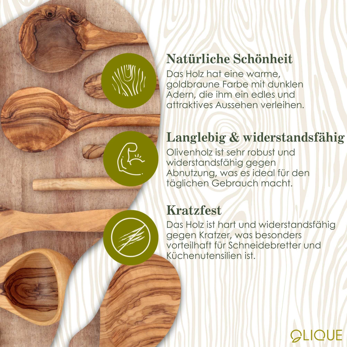 Kochlöffel aus Olivenholz, ca. 30 cm