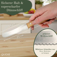 Brötchenmesser personalisiert, Olivenholz - Hochwertiges Solinger Buckelsmesser
