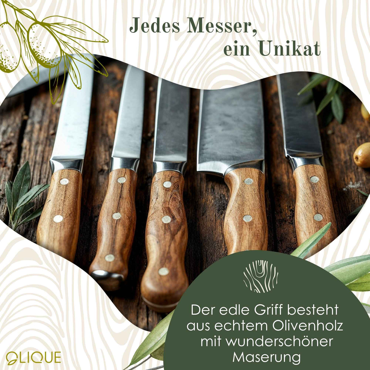 Brotmesser personalisiert, Olivenholz - Hochwertiges Solinger Brotschneidemesser