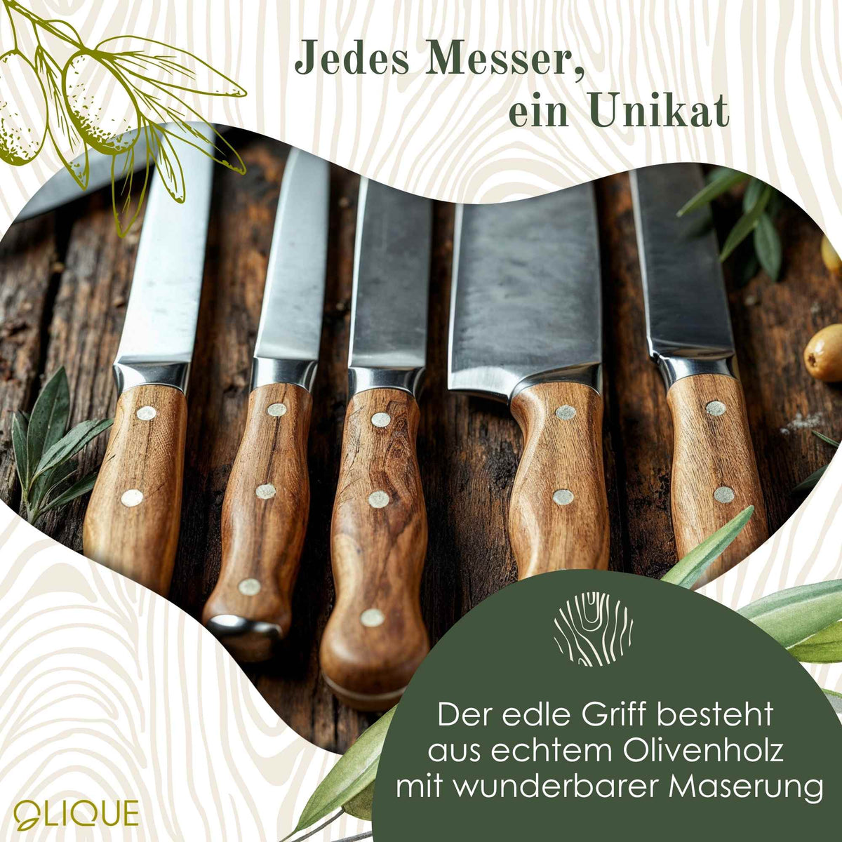 Steakmesser mit Olivenholzgriff – Personalisiert mit Gravur