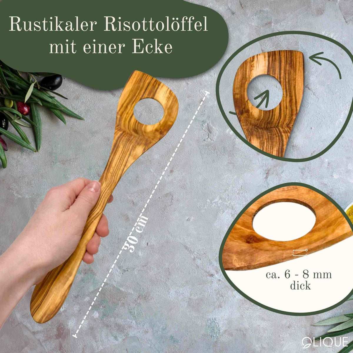 Risottolöffel aus Olivenholz (30 cm) – nachhaltig, antibakteriell, Küchenklassiker