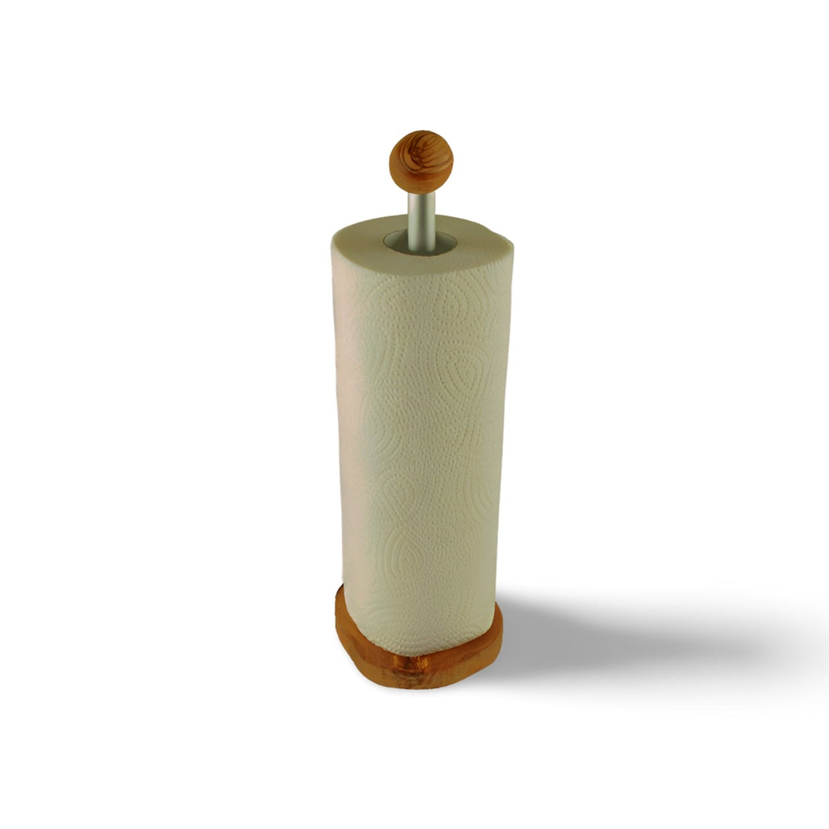 Küchenpapierhalter aus Olivenholz & Aluminium
