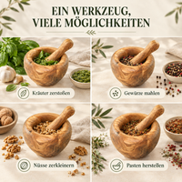 Mörser aus Olivenholz mit Stößel