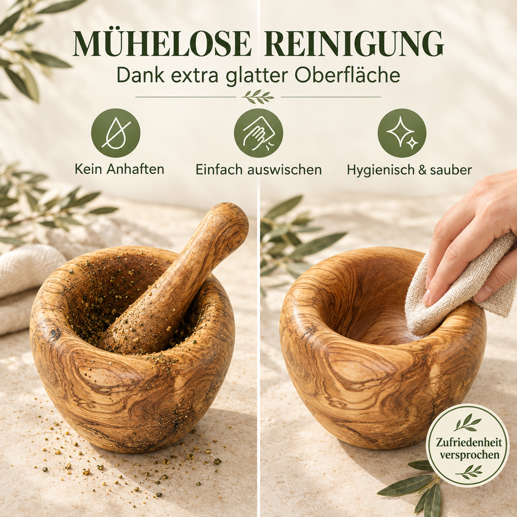 Mörser aus Olivenholz mit Stößel