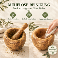 Mörser aus Olivenholz mit Stößel