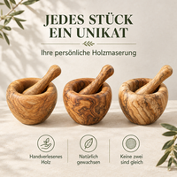 Mörser aus Olivenholz mit Stößel