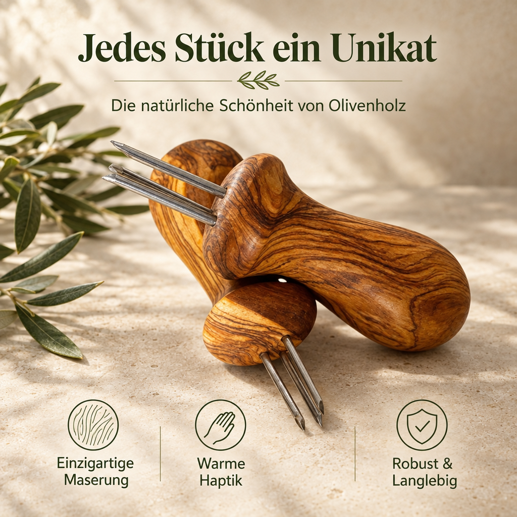 Maiskolbenhalter 2er-Set aus Olivenholz