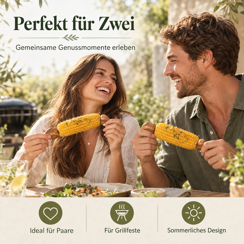 Maiskolbenhalter 2er-Set aus Olivenholz