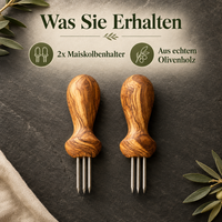 Maiskolbenhalter 2er-Set aus Olivenholz