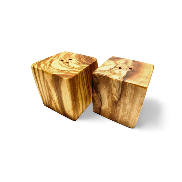 Salz- und Pfefferstreuer aus Olivenholz Würfel 2er Set – Olique