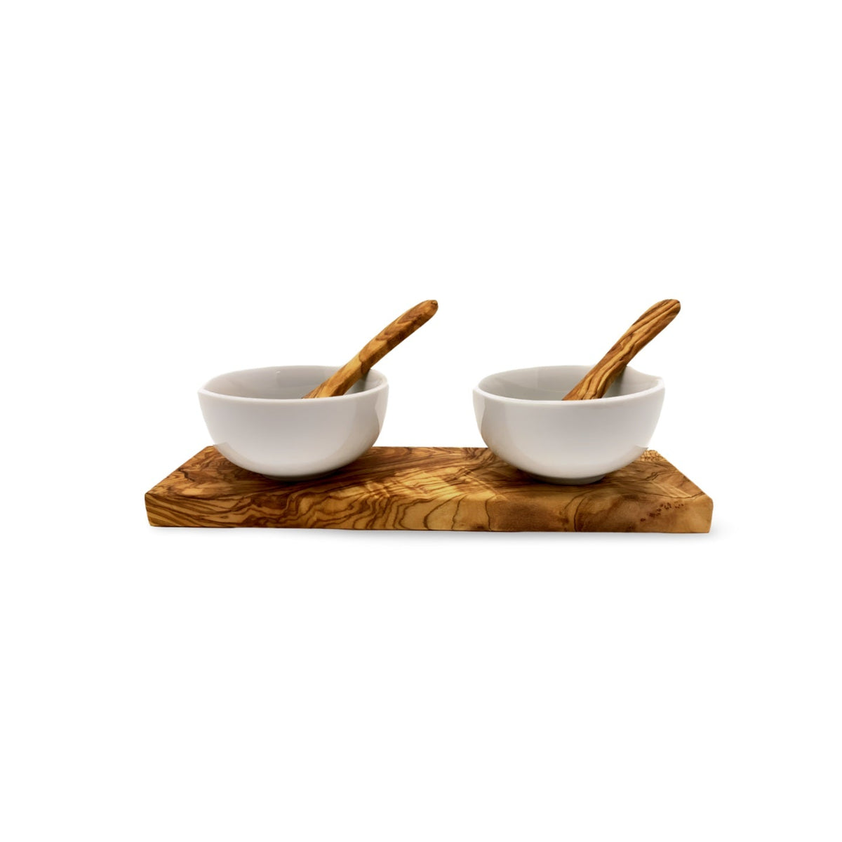5-teiliges Dipschalen-Set mit Olivenholztablett
