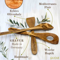 Personalisierter Kochlöffel aus Olivenholz mit Gravur & Ecke – Nachhaltig & Handgemacht