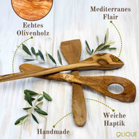 Kochlöffel aus Olivenholz 30 cm mit Ecke – Nachhaltiger Holzlöffel zum Kochen, Rühren & Braten
