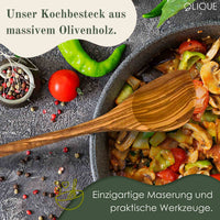 Kochlöffel aus Olivenholz 30 cm mit Ecke – Nachhaltiger Holzlöffel zum Kochen, Rühren & Braten