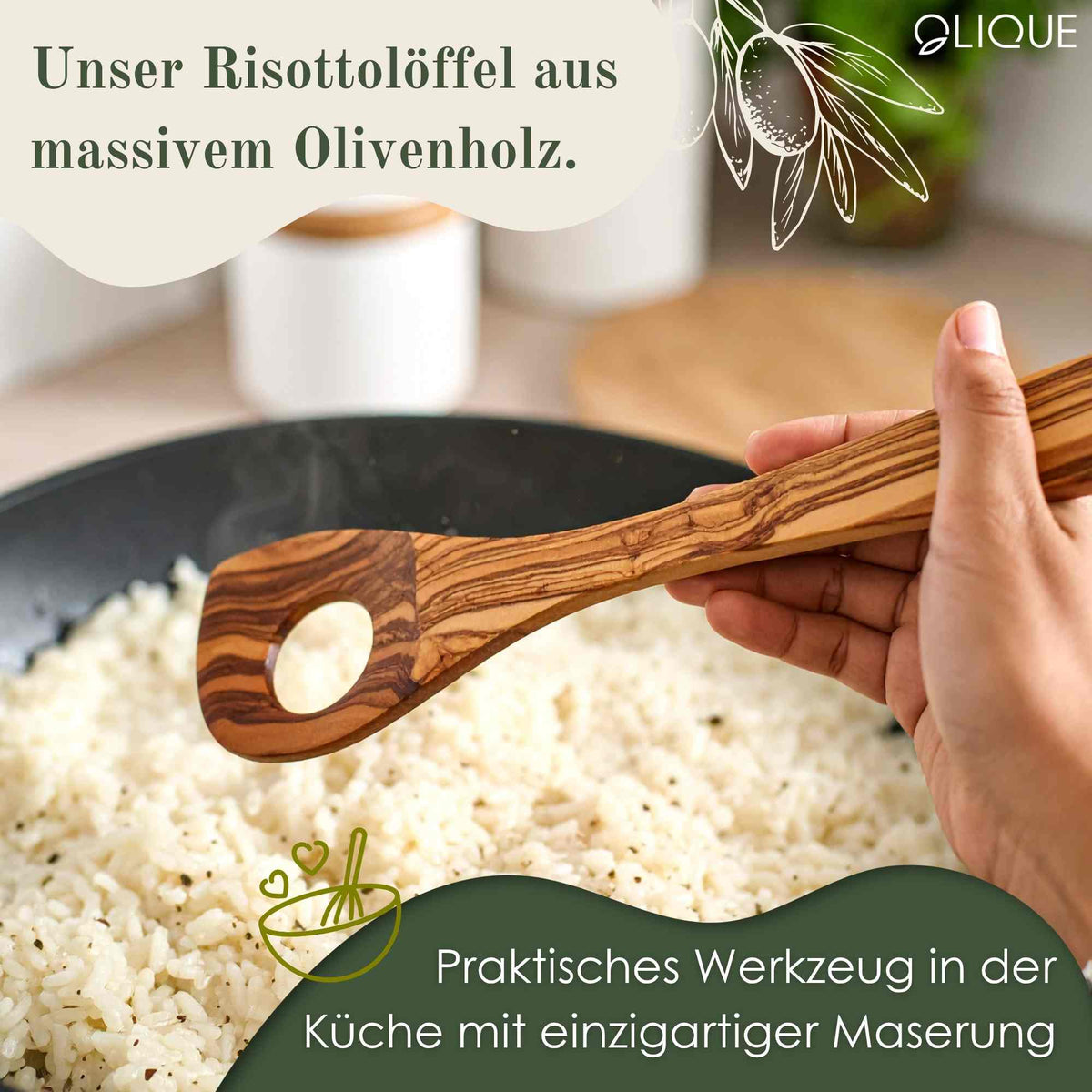 Risottolöffel aus Olivenholz (30 cm) – nachhaltig, antibakteriell, Küchenklassiker