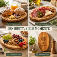 Ovales Holzbrett – Frühstücksbrett aus Olivenholz