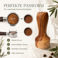 Personalisierbarer Kaffeestampfer aus Olivenholz – Tamper Ø 45 mm