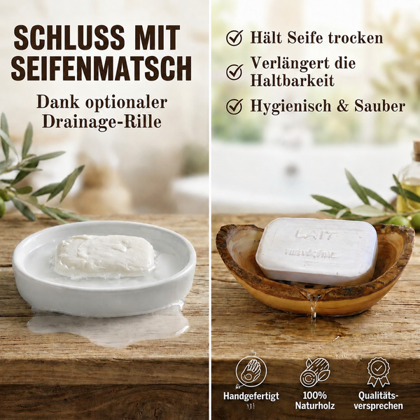 Rustikale Seifenschale aus Olivenholz – Handgemacht & Natürlich