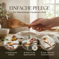 einzigartiger Holzkochlöffel aus Olivenholz mit Gravur Unikat