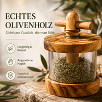 Kräutermühle aus Olivenholz mit Mahlwerk für Kräuter & Gewürze
