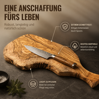 Personalisiertes Servierbrett aus Olivenholz mit Griff & rustikalem Rand