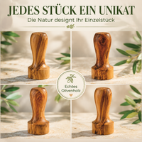 Personalisierbarer Kaffeestampfer aus Olivenholz – Tamper Ø 45 mm