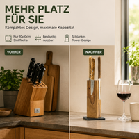 Exklusiver Messerblock Tower aus Olivenholz mit Wunschgravur