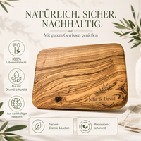 Personalisiertes Frühstücksbrettchen aus Olivenholz mit Gravur