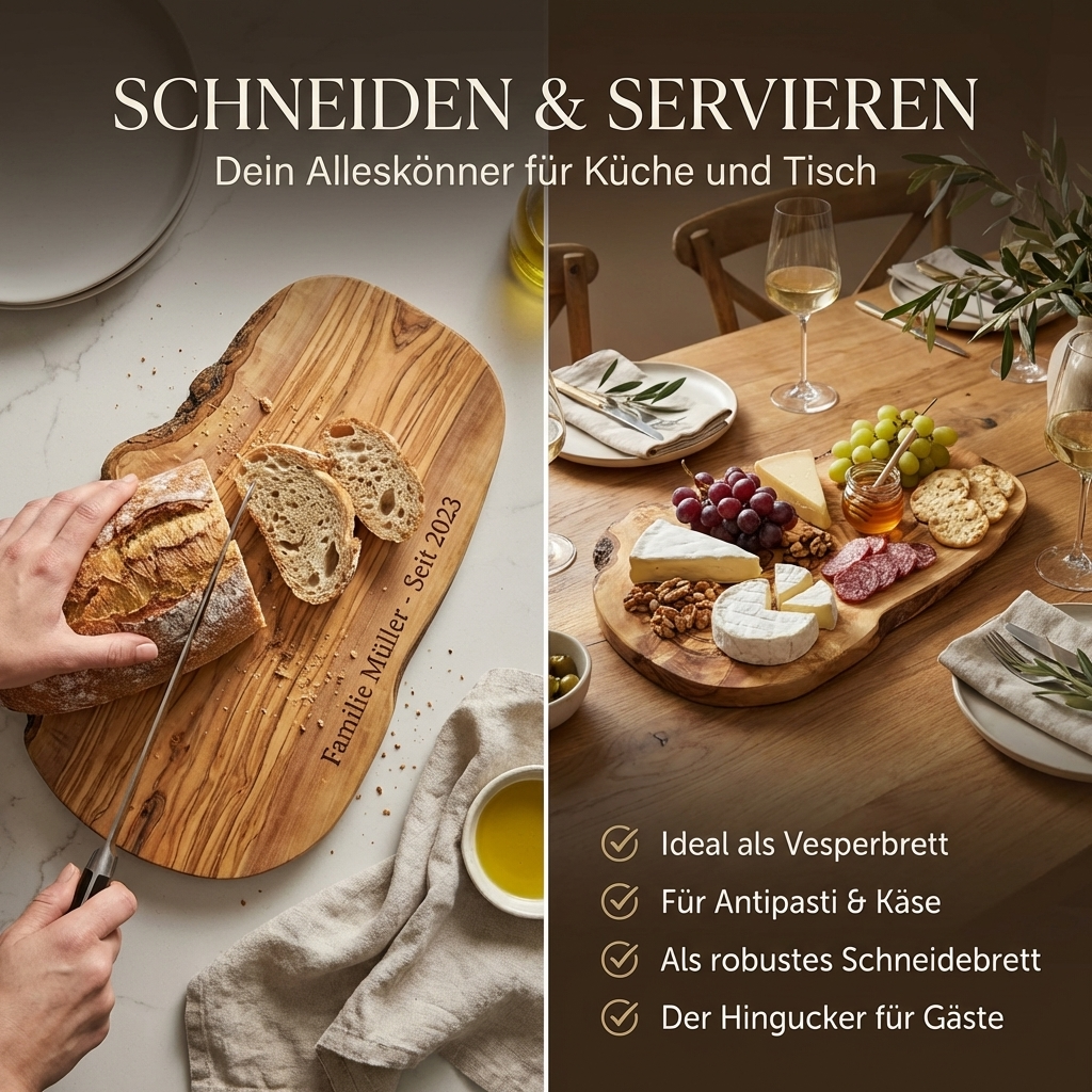 langlebiges Schneidebrett aus Olivenholz für Fleisch und Brot